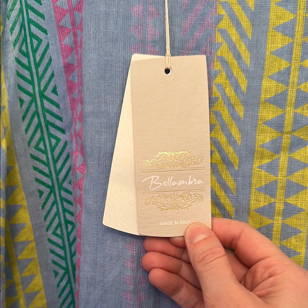 NWT Linen Colorful Striped and Sequin Mini Dress Bellambra - Picture 4 of 6